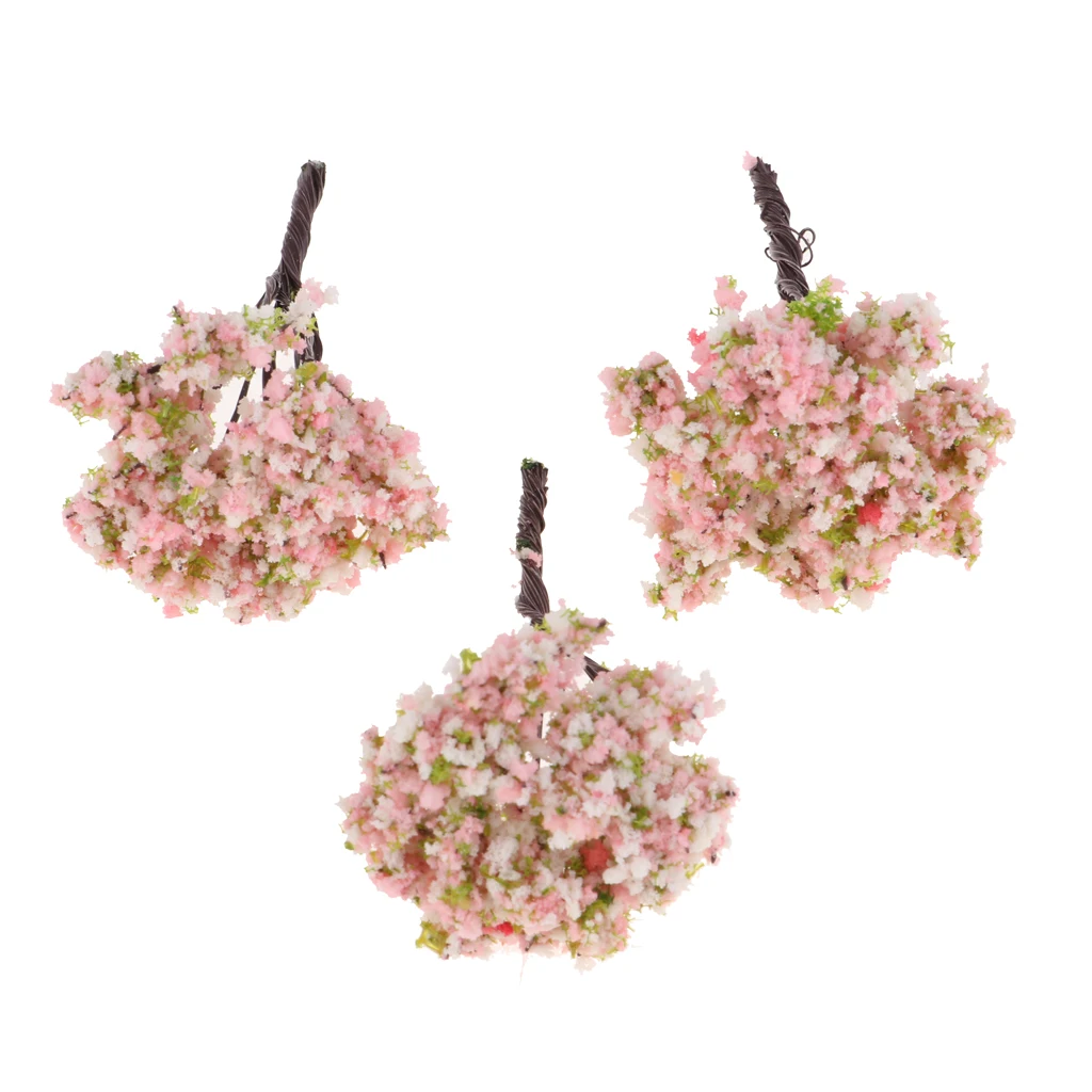 3PCS Mini Flower Tree Plants Miniature Fairy House Dollhouse Garden DIY Micro Bonsai Decoration