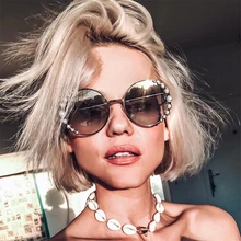 VIVIBEE женские роскошные солнцезащитные очки больших размеров с жемчугом, круглые стильные солнцезащитные очки для женщин, брендовые дизайнерские женские солнцезащитные очки с жемчугом