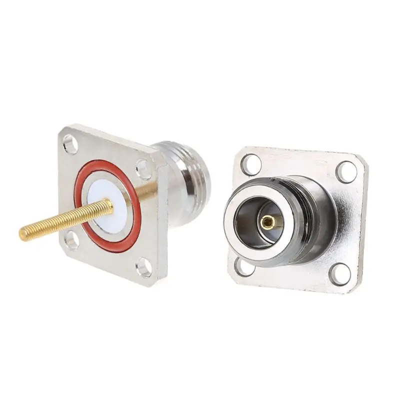 

Brass N Female Jack Connector With 4 Hole Flange Mount Chassis RF Adapter Long Solder Pin Terminal qiang
