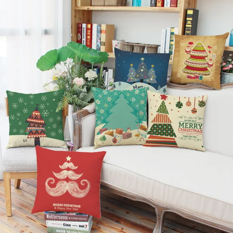 

Christmas tree New Year gift linen pillow festive supplies cushions pillow home sofa pillowcases no core