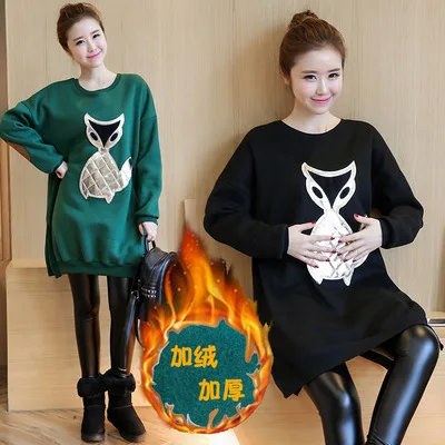

2019 Plus Velvet Maternity Cusual Sweatshirt Clothes New Pregnant Women Hoodies Thicken Wool Maternity Carrier Jackets Coat