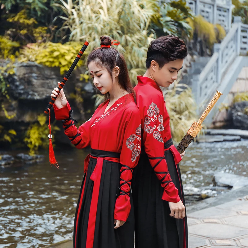 Древний наряд Hanfu, женское классическое танцевальное платье, сценическое платье феи принцессы, юбки с длинным рукавом, мужской костюм с вышивкой в стиле Тан