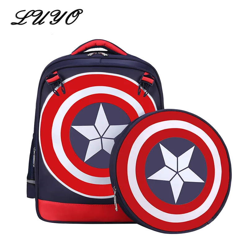 Mochila de dibujos animados para niños de nailon de alta calidad a prueba de agua 2017 Mochila escolar para Capitán América Mochila Masculina Cartable Enfant Mochila de dibujos animados para niños de nailon de alta calidad a prueba de agua 2017 Mochila escolar para Capitán América Mochila Masculina Cartable Enfant