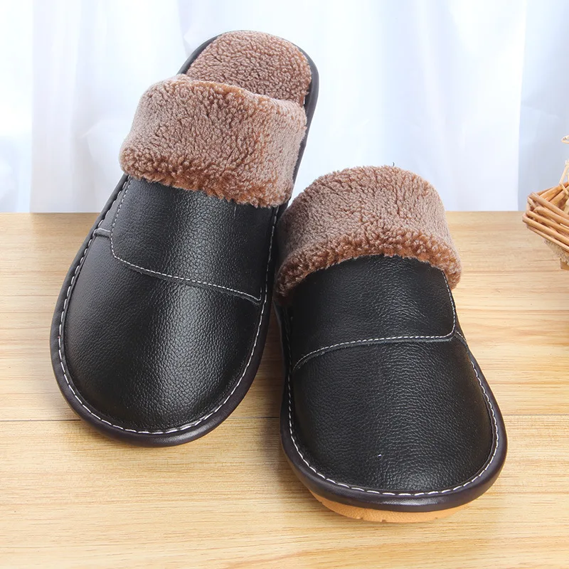 Тапочки BeckyWalk из воловьей кожи домашняя зимняя женская обувь теплые Нескользящие