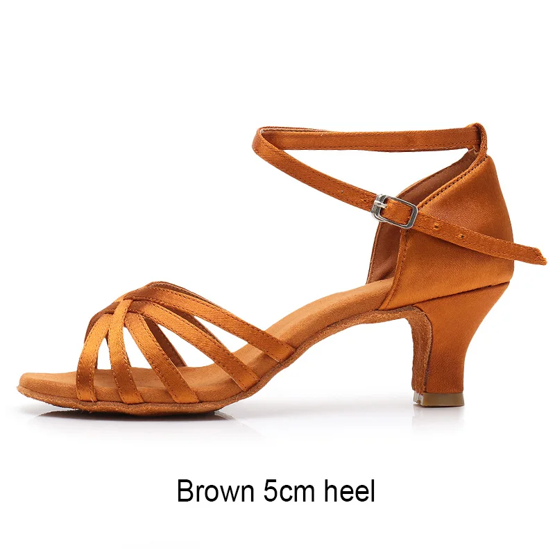 Новинка; женские туфли на высоком каблуке для латинских танцев; 8 цветов; Брендовая обувь для женщин и девочек; обувь для танго; Обувь для бальных танцев; размеры EU34-42 - Цвет: 5CM Brown