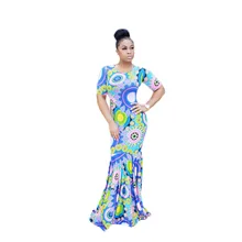 2016 Kurzarm Abendkleid Maxi Print Kleider Top Qualität Hohe Design Sommer Langes Kleid Celeb Sexy Casual Dress S9668
