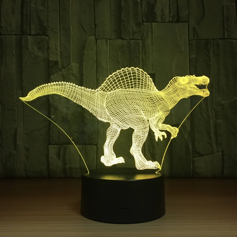 Динозавр светодиодный светильник 3D Оптические иллюзии Таблица Light Touch дистанционный Управление 7 цветов домашний свет вечерние Новинка