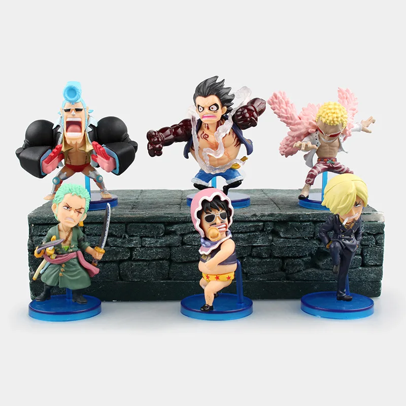 6 Pcs/Set Mini One Piece Figure Anime Figures Luffy Gear 4 WCF Fight
