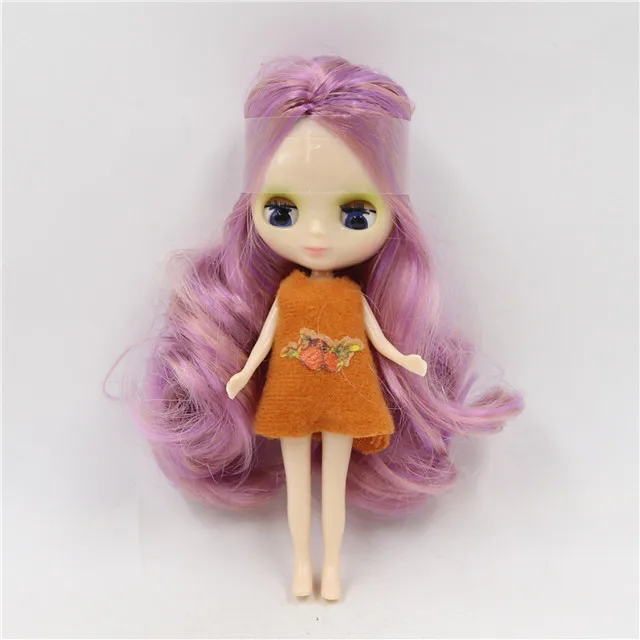 DBS blyth mini doll 10CM BJD normal body doll long hair 10cm toy anime random dress as a gift 23