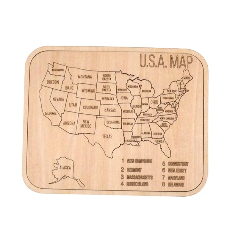 

Usa Map Puzzle Wooden Puzzle Double-Layer Toddlers Children's Geography Knowledge Enlightenment Toys