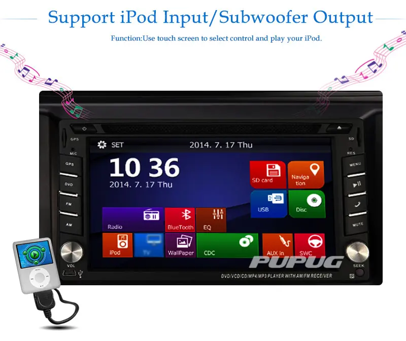 

Free Backup Camera Included! EinCar 6.2 Inch Car Stereo Double Din Head Unit Support DVD CD Player GPS Sat Navi FM AM Radio Blue