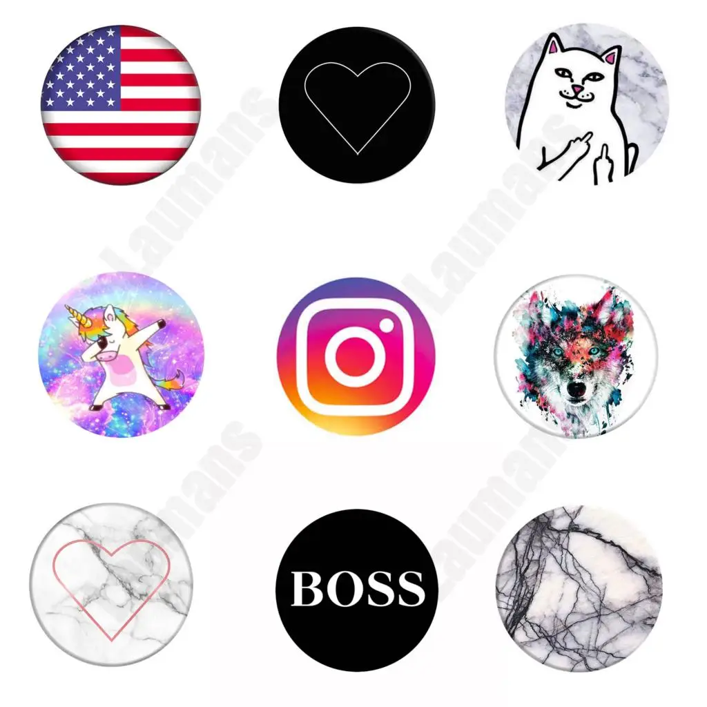 

popular Round Phone Stand Holder Flower Donut Animal Pattern Mobile Phone Case Holder for iPhone Huawei