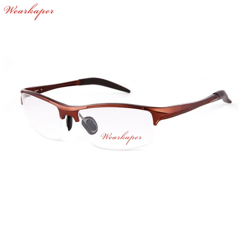 WEARKAPER Retro Aluminum Magnesium Half Frame Glasses Men Sport Glasses