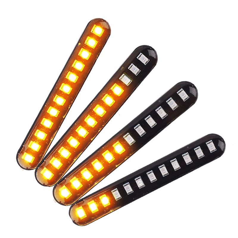 

4Pcs Motorcycle Turn Signal Light 12LED Flowing Water Blinker Tail Brake Strip Lights IP68 LED Stop Turn Signals Motorbikes 12V