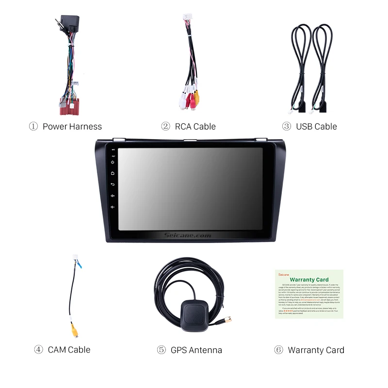 Perfect Seicane 1024*600 Multi-touch Android 8.1 Bluetooth GPS System Car Radio for 2004-2009 Mazda 3 support OBD2 3G WiFi 1080P DVR 3