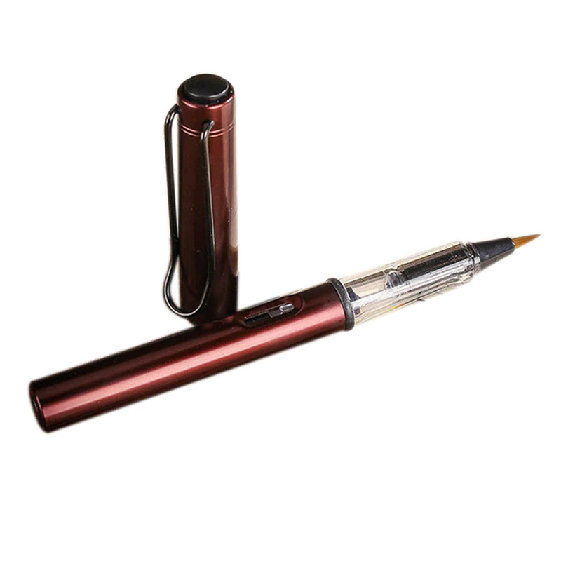 Fountains Style Water Soft Brush Pen Metal Refillable Ink Watercolor Pen For Painting Calligraphy Drawing Art Supplie Kids Gifts - Цвет: Brown