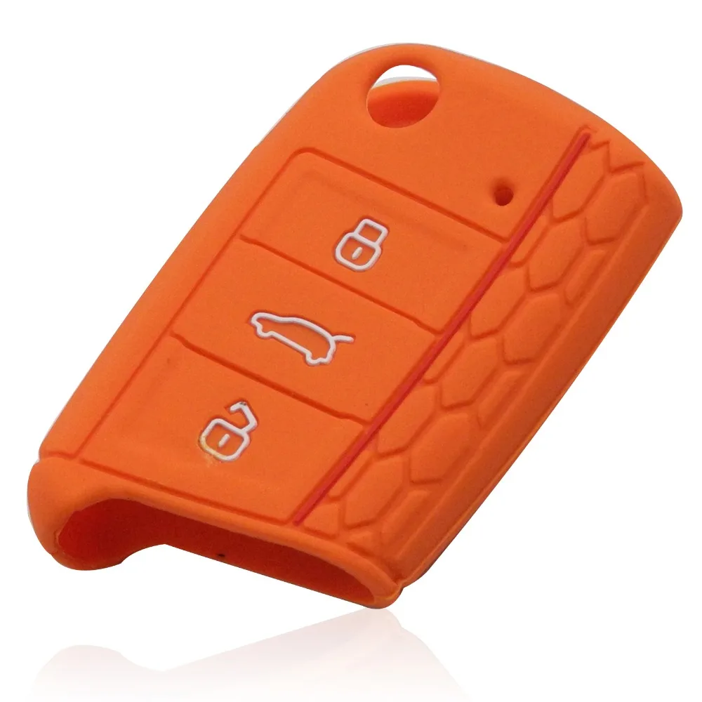 New 3 Buttons Silicone Car Key Cover For VW Volkswagen New Polo Golf 7 mk7 Tiguan SKODA Octavia A7 Kodiaq Karoq SEAT Ateca Leon