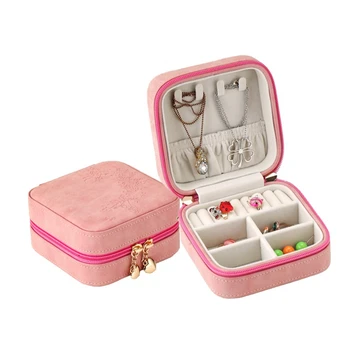 

New Simple Portable Two Zippers Jewelry Box Birthday Gift Women Jewelry Organizer Travel Jewelry Storage Box For Ring Earring