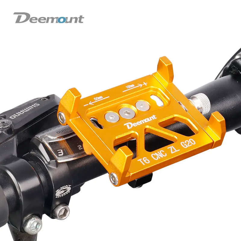

Deemount Mobile Phone Mount on Handlebar Headset 50-100 mm Width Adjust Anodized CNC Aluminum Alloy Phone Rack Support