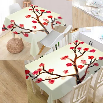 

Custom Cherry Blossoms Table Cloth Oxford Fabric Rectangular Waterproof Oilproof Table Cover Family Party Tablecloth