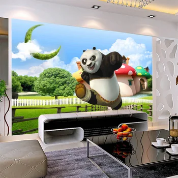 

3D Lovely Cartoon Kung Fu panda Large Mural Wall Painting for Living Room Kids Bedroom Kindergarten Decor Silk HD Wall Papers