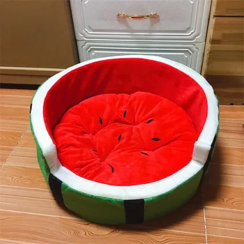 

Cute Watermelon Modeling Kennel Dog Bed Cat Bed Mat Sofa Soft Pet Pad Pet Bed Removable Pillow Small Medium Dogs