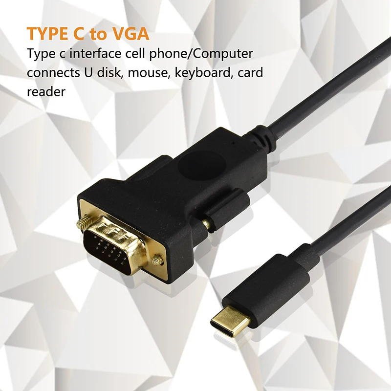 Кабель USB C для VGA 1080P черный Тип ноутбука UHD внешний видеопроектор 1 8 м N110|Кабели VGA|