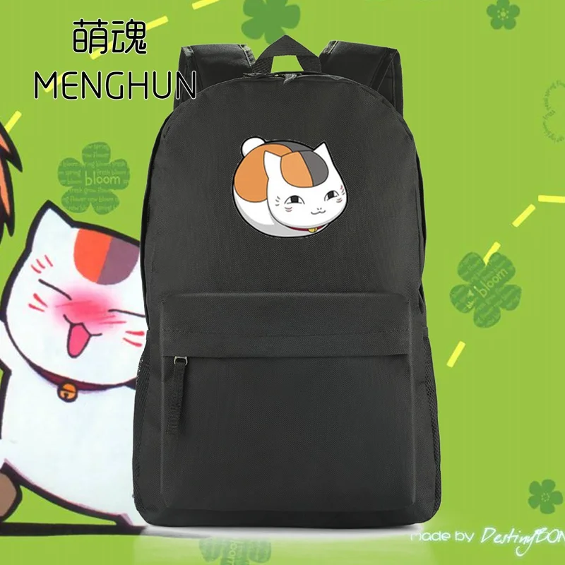 

Japanese cartoon anime t shirt Natsume Yuujinchou Cute Neko sensei printing backpack black nylon anime bag student cheap bags