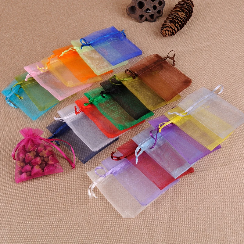 

7x9cm Organza Jewelry Gift Bags Small Drawstring Bag Cheap Wedding Gift Bags