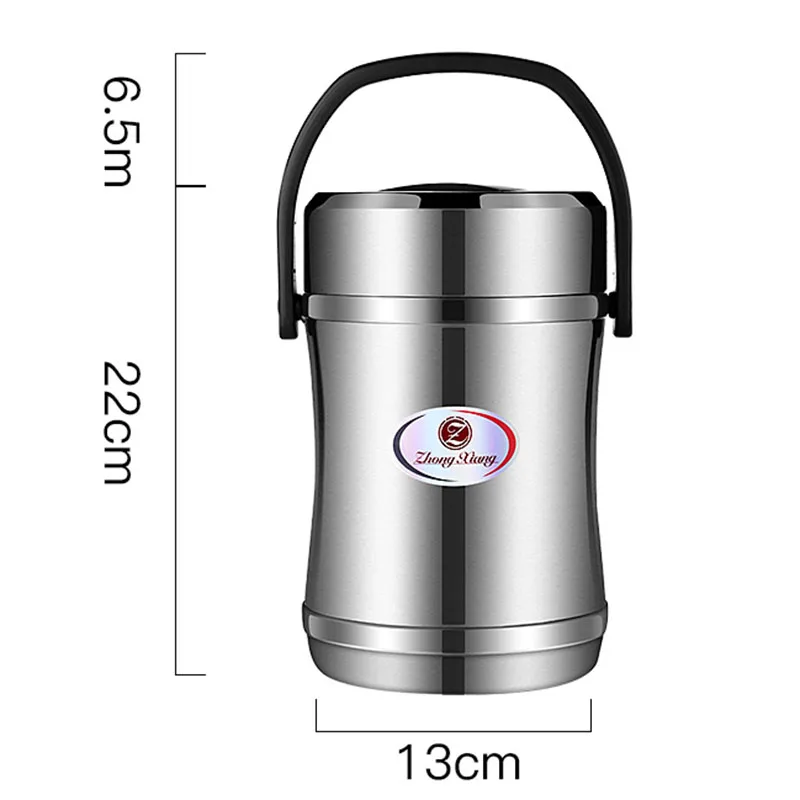 2 слоя изоляции пищевой контейнер термос для еды суп тепловой пищевой горшок из нержавеющей стали вакуумная колба с ручкой 1.6л 2л
