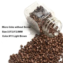 Алюминий Micro ссылки 3.5*2.0*2.0 мм 1000 шт./бутылки светло-коричневый#11 микро Кольца Micro ссылка Инструменты Micro Бусины для Химическое наращивание волос