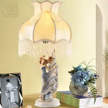 Новинка, европейская Милая цветная настольная лампа ручной работы из смолы для девочек, E27, затемненная Настольная лампа для свадебного декора, детская комната, спальня, 1743