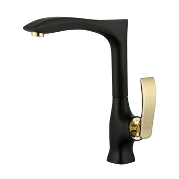 

Copper kitchen hot and cold faucet sink wash basin wash basin black paint gilded handle faucet wx5141435