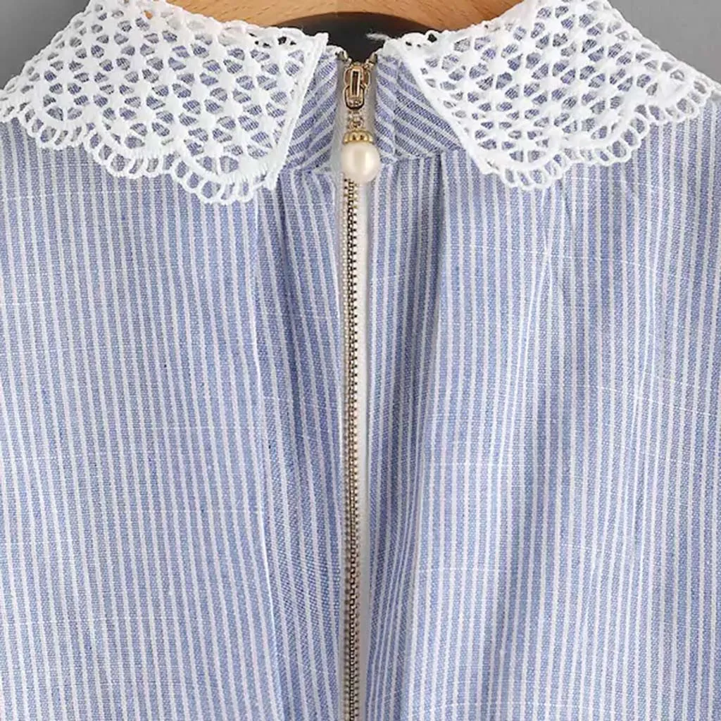 Женская рубашка, летняя длинная туника, тонкая, без рукавов, blusas mujer de moda,, кружевная отделка, вышивка, Женские топы и блузки DouDouLu