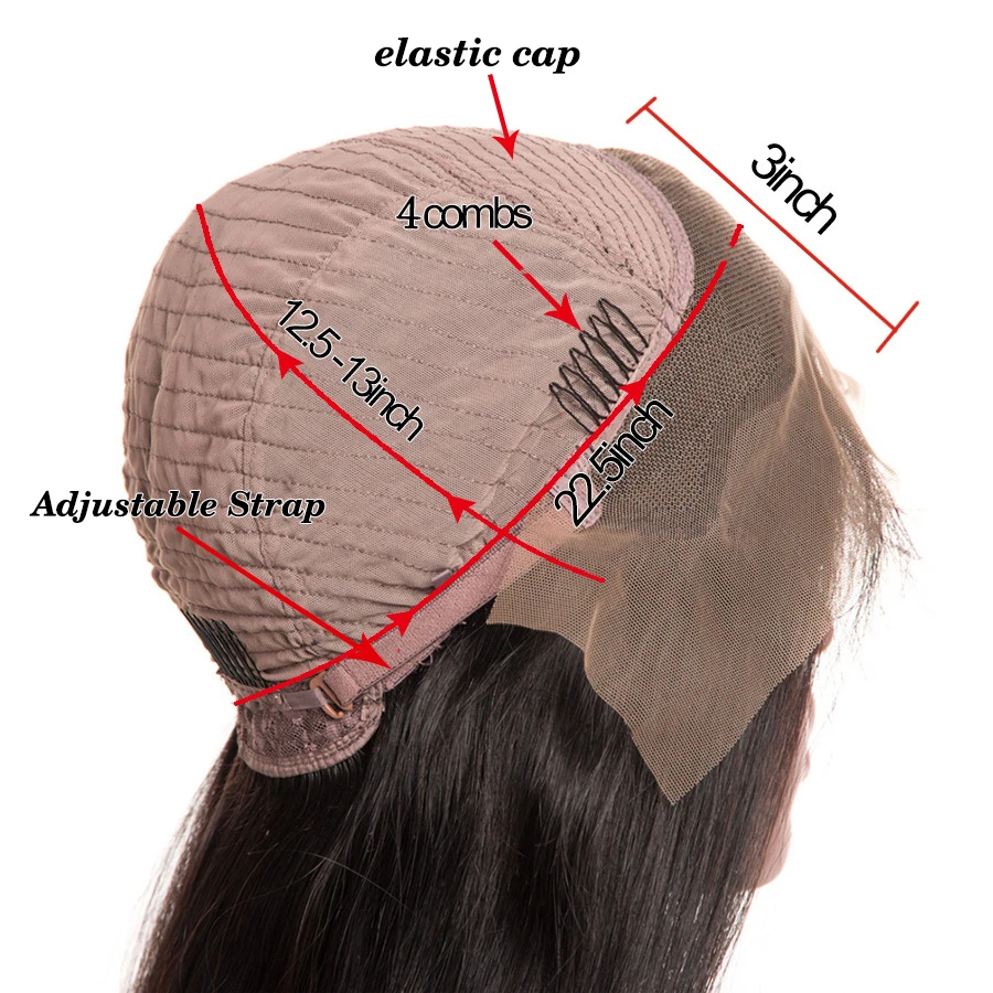 spesifikasi Heran Gadis Tanpa Glueless Tanpa Renda Depan Rambut Manusia Wig untuk WANITA HITAM Digunakan Dipetik Brasil Lurus Lace Wig dengan Bayi Rambut remy Wig