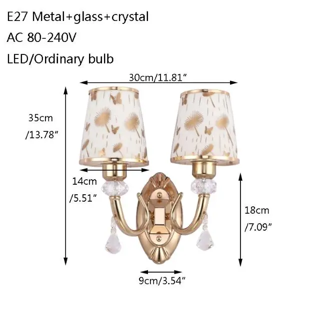В современном винтажном стиле из металла стекло двойной настенный светильник светодиодный E27 220 V Роскошный блеск настенный светильник в простом стиле для гостиной, спальни, Ресторан прикроватная бар - Цвет абажура: C