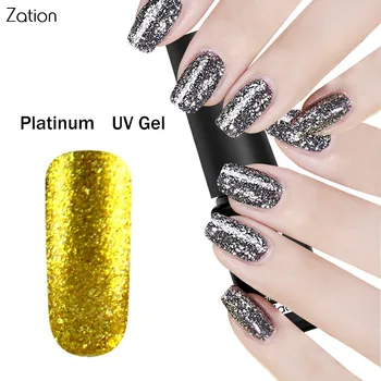 

Zation Bright Bling Platinum Nail Gel Polish Metal Color Foil Chorme Gel Varnish Shining Glitter UV LED Nail Art Gel Lacquer
