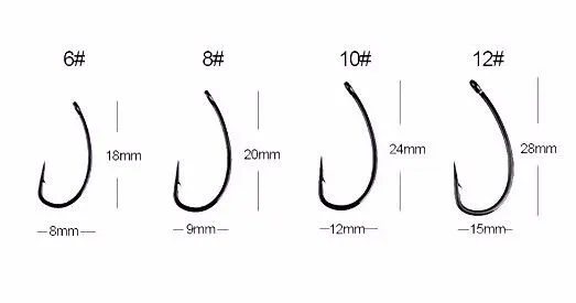 Новое поступление 50 шт./кор. с высоким содержанием углерода Сталь рыболовный крючок на карпа со отверстие Barb и без бородки Размеры#6#8#10#12