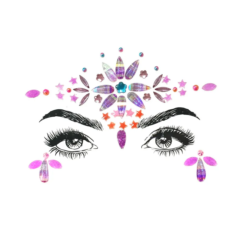 FestivalQueen DIY брови лицо тела стикер для женщин Клей Кристалл Блеск Драгоценности фестиваль вечерние глаза кристалл наклейки с блестками - Окраска металла: 16