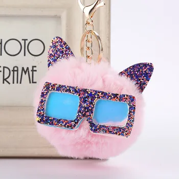 

Fluffy Owl Bling Keychains Faux Rabbit Fur Pompom Owl Key Pendent for Christmas Gift Wedding BabyShower Party Event Cute Gift