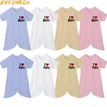 5 шт./лот Anyongzu модные Короткая одежда Love Mom»(«Я люблю маму») и папы с рисунком медведя для малышей натуральный хлопок детская одежда подходит для детей в возрасте 0-3-6 месяцев