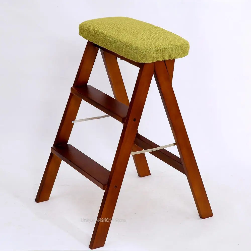 Твердый деревянный креативный складной стул, простой складной кухонный стул-лестница, портативный высокий стул, домашняя обувь, высокий стул - Цвет: Color 11