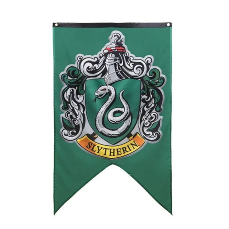 Хогвартс Гриффиндор Слизерин Hufflerpuff Ravenclaw украшение на Хэллоуин Рождество для девочек вечерние принадлежности для колледжа баннеры флаг для мальчика - Цвет: Green Slytherin