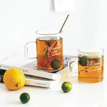 Простая прозрачная стеклянная кружка белая буква С ручкой кофе чай сок кружка для завтрака молоко утренняя чашка посуда для напитков стеклянные кружки 1 шт