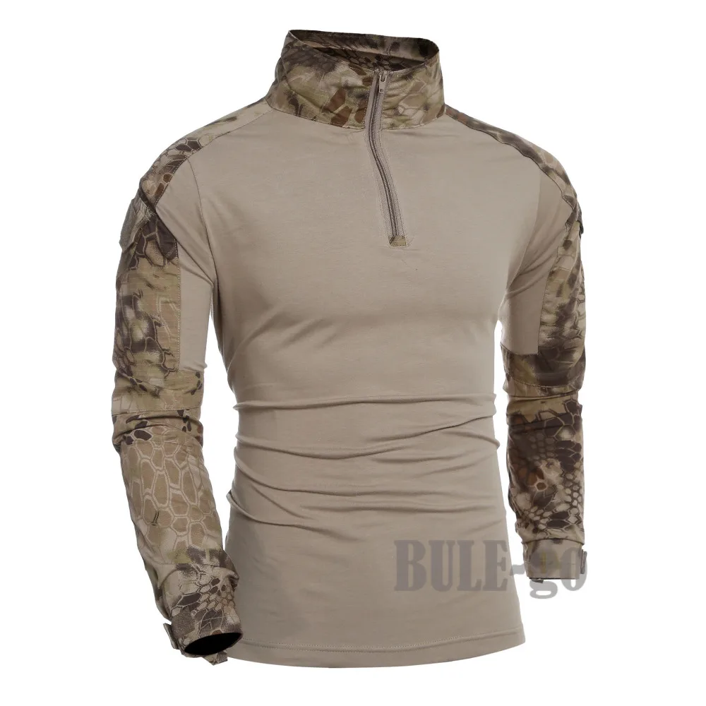 Мужская Уличная походная рубашка Военная Тактическая Мультикам камуфляжная футболка с длинным рукавом для стрельбы и охоты