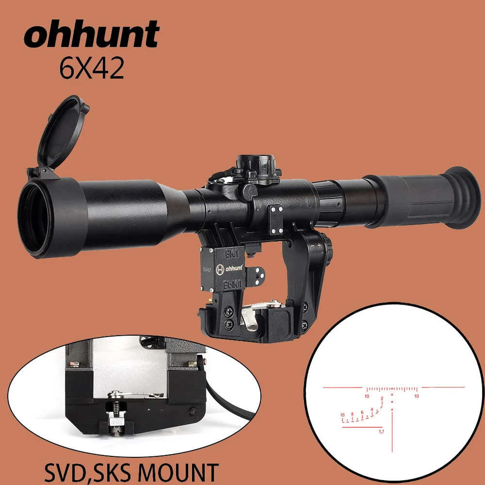 Ohhunt SVD POS 6X42 охотничий прицел из красного стекла с гравировкой тактическая оптика для винтовки SKS Tigr Ak 2 стиля рейка