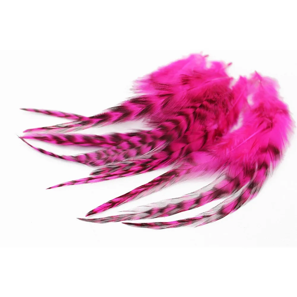 

Tigofly 30 pcs/lot Top Quality UV Hot Pink Black Barred Grizzly Rooster Hackles Streamer Fly Tying Hackle Feathers Materials