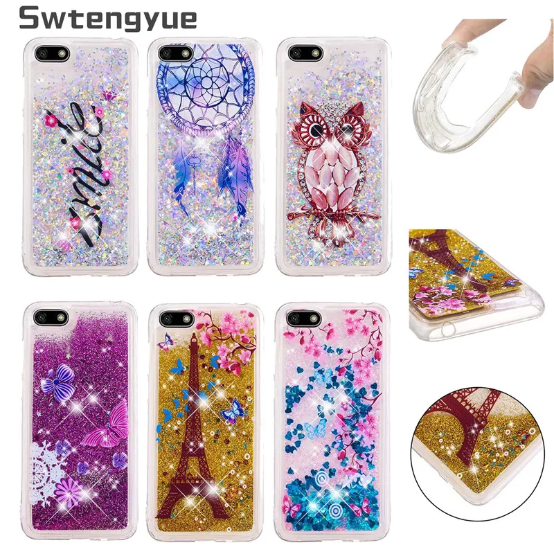 

For Coque Huawei Honor 7A DUA-L22 5.45" case Dynamic Liquid Glitter Silicone case cover sFor Fundas Huawei Y5 2018 Phone Cases