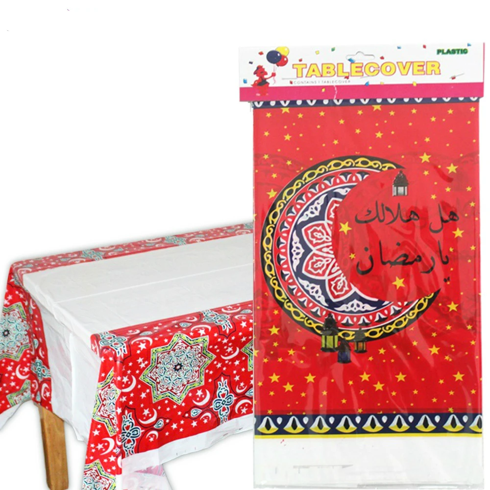 

New Happy Ramadan Table Cloth and Eid Mubarak Banner Party Decorations Home Islam Ramadan decoration Cover Eid Mubarak Balloons