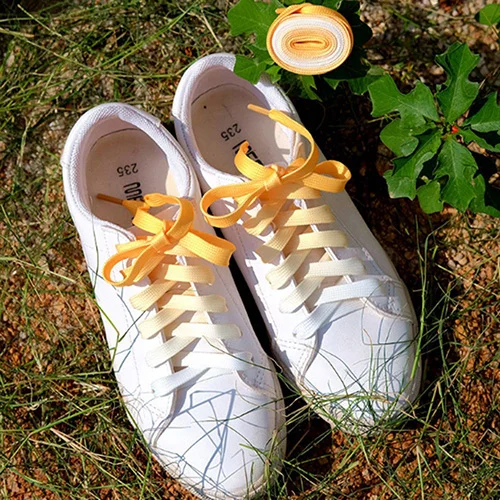 Быстро раскупаемый 1 пара плоский градиент цвета конфеты изменение цветная обувь на шнурках вечерние походные ботинки шнурки тканевые шнурки спортивные шнурки - Цвет: light orange